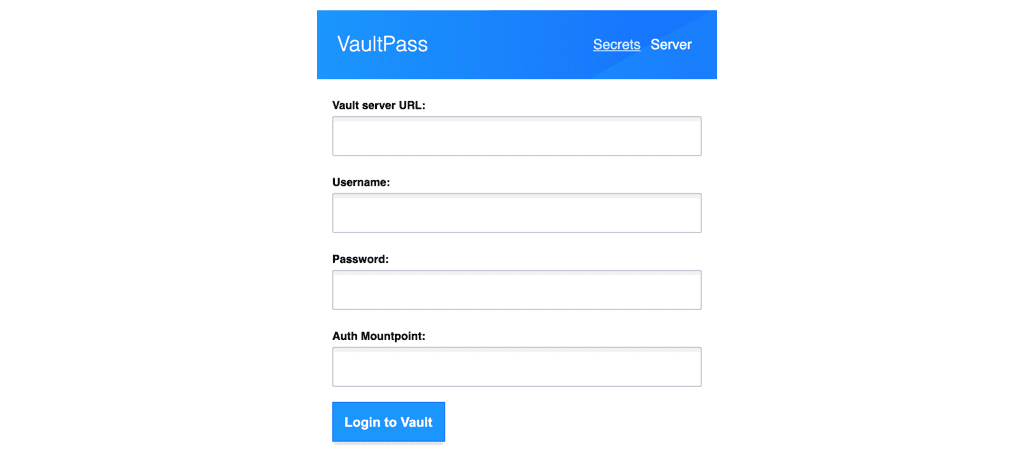 Chrome extension VaultPass server tab